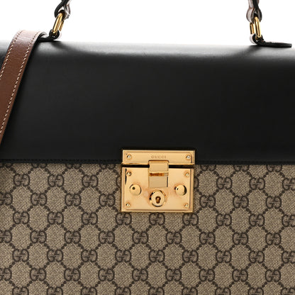 Gucci GG Supreme Monogram Calfskin Medium Padlock Top Handle Bag Beige Black Cuir 8 of 15
