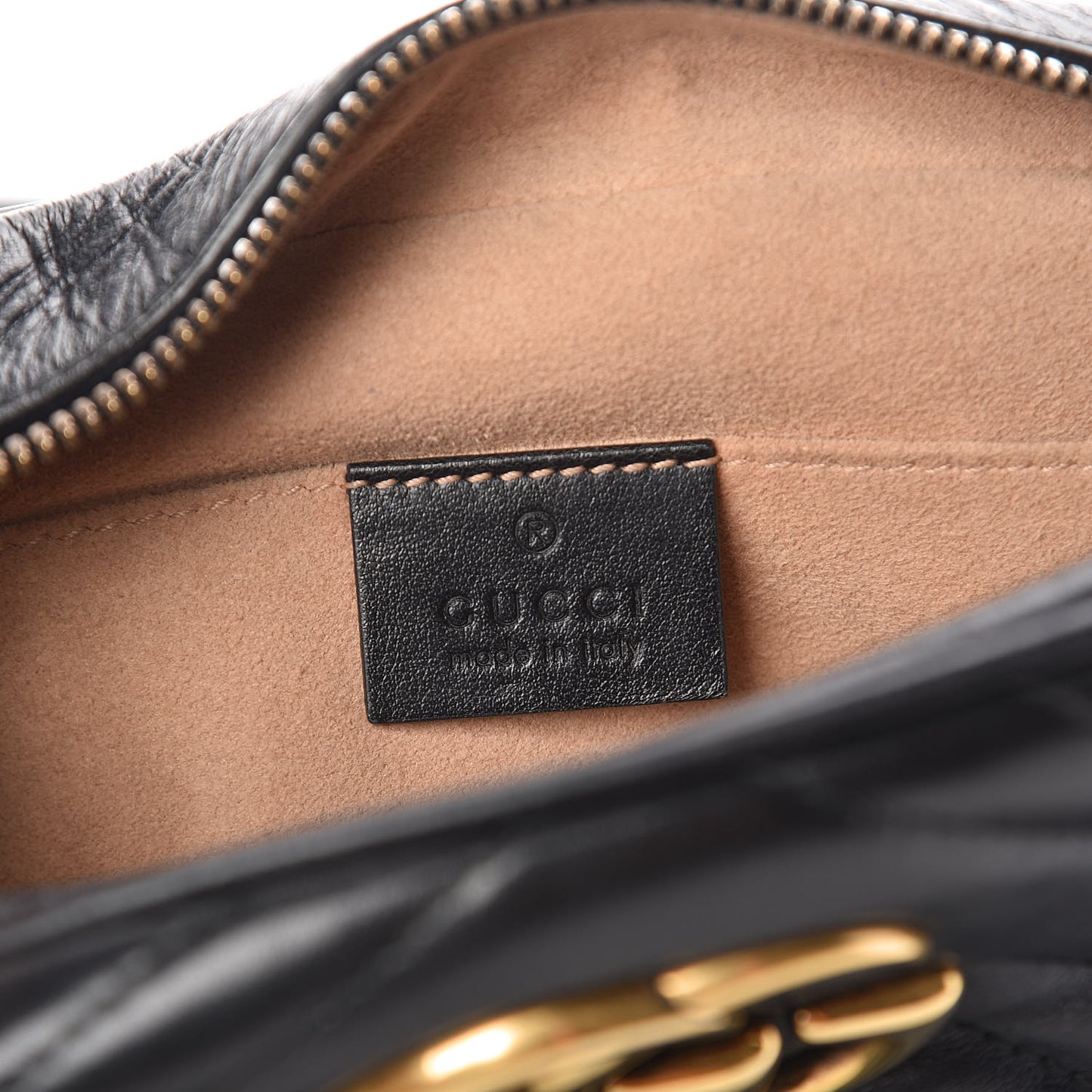 Calfskin Matelasse Small GG Marmont Chain Shoulder Bag Black