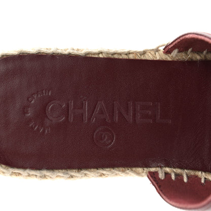 Chanel Calfskin CC Espadrille Mules 37 Burgundy 8 of 9