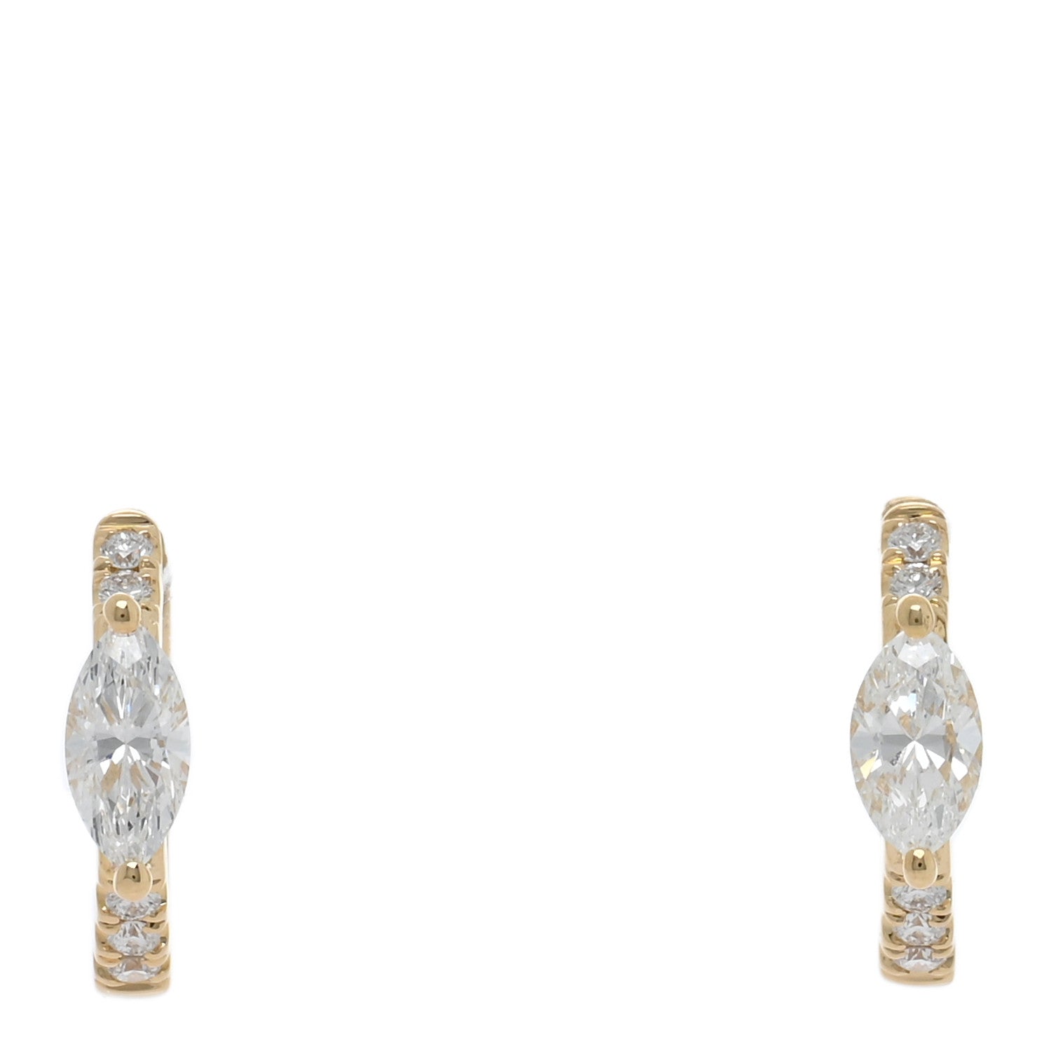 Anita Ko 18K Yellow Gold Diamond Marquise Center Huggie Earrings 1 of 5