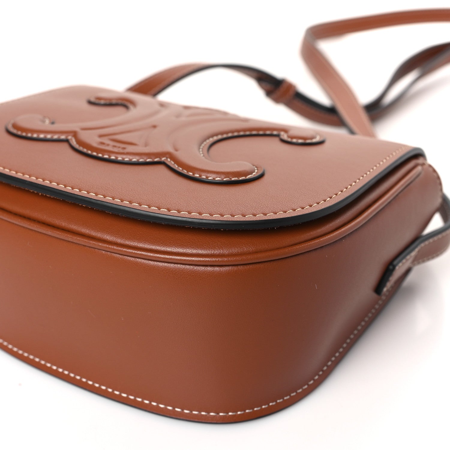 Celine Smooth Calfskin Cuir Triomphe Folco Crossbody Bag Tan 9 of 9