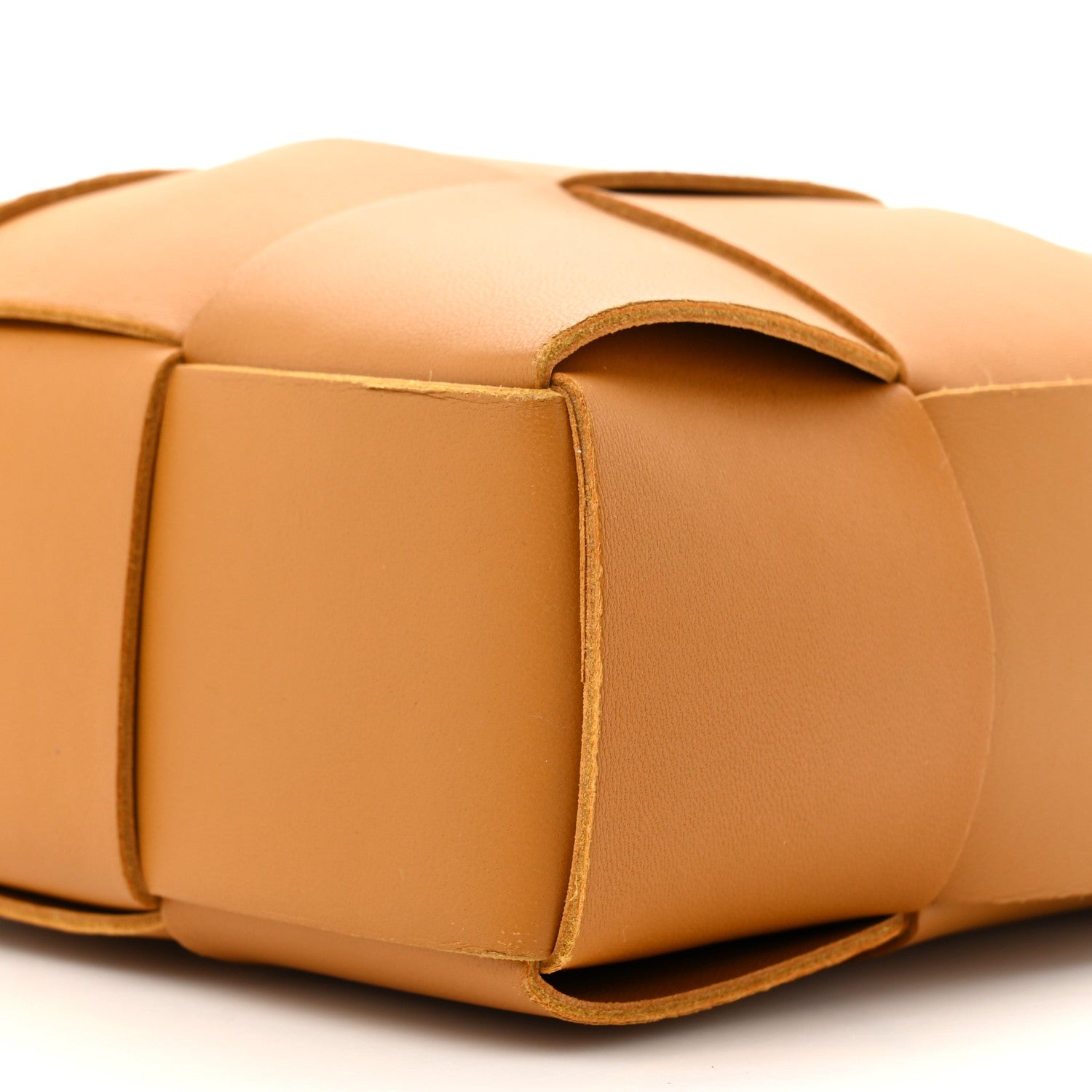 Bottega Veneta Lambskin Maxi Intrecciato Mini North South Cassette Tote Camel Gold 8 of 9