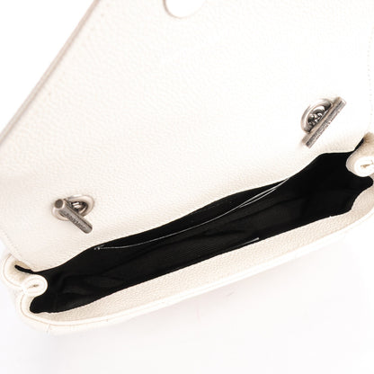 Saint Laurent Grained Calfskin Matelasse Chevron Monogram Classic Baby Chain Bag Porcellana 5 of 8