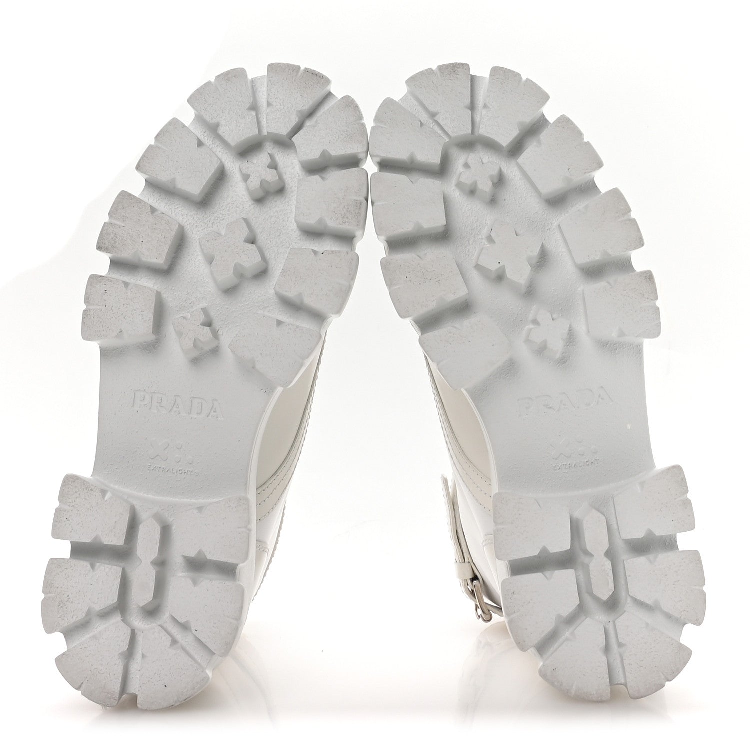 Prada Spazzolato Rois Re-Nylon Metal Triangle Logo Monolith Pouch Pocket 55mm Boots 38 White 6 of 7