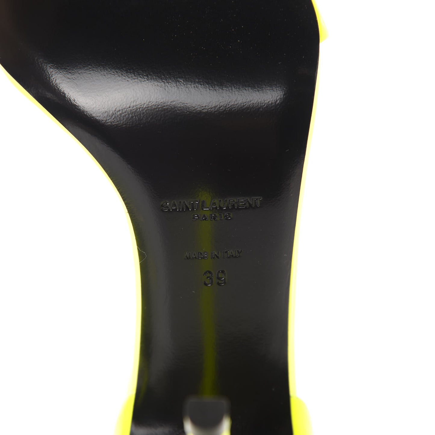 Patent Calfskin Jane 105 Ankle Strap Sandals 39 Yellow Fluo