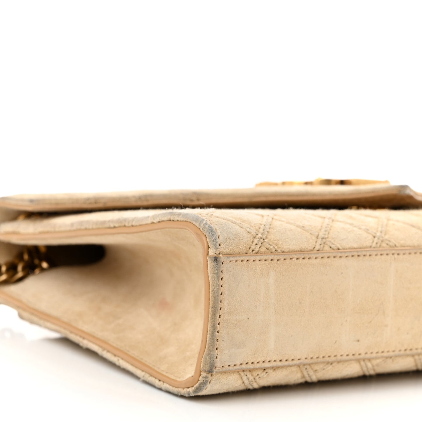 Suede Mixed Matelasse Triquilt Medium Monogram Envelope Satchel Sea Salt