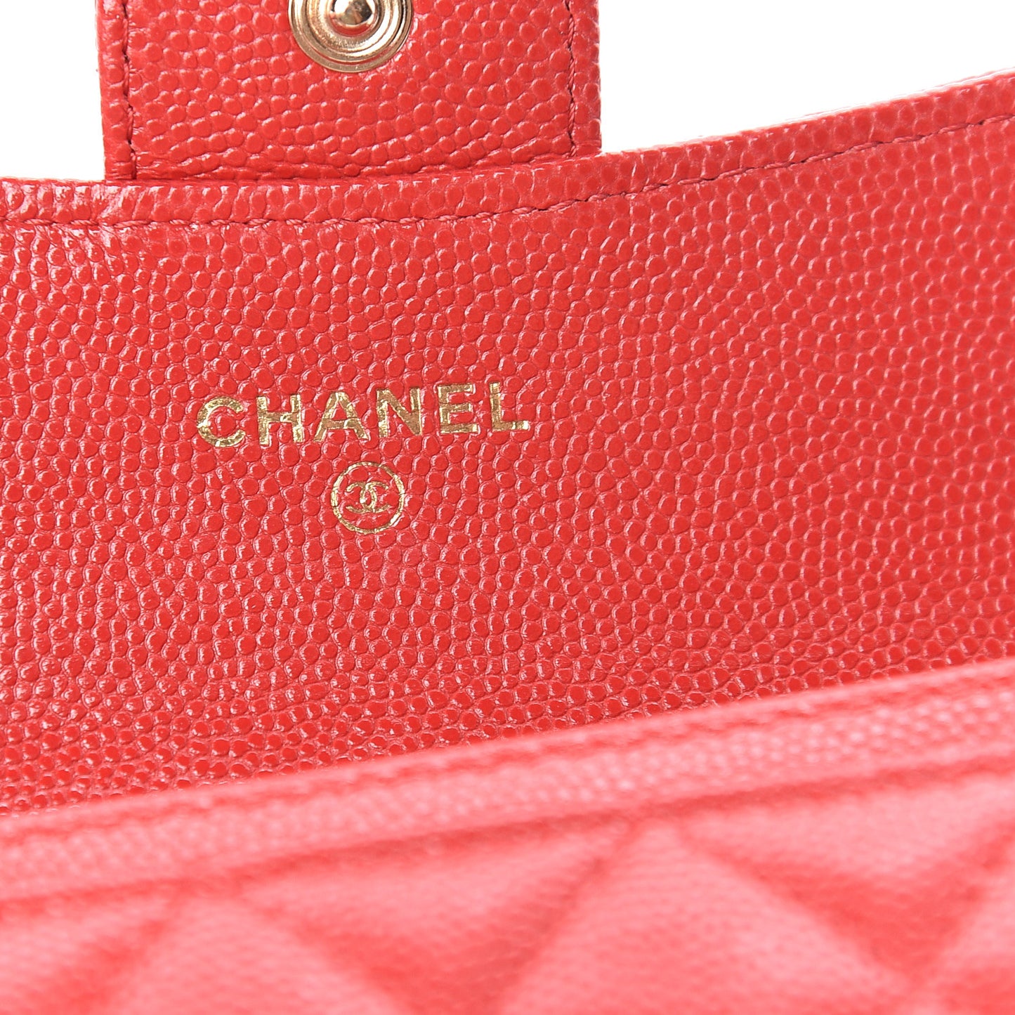 Caviar Quilted Flap Card Holder Wallet Red