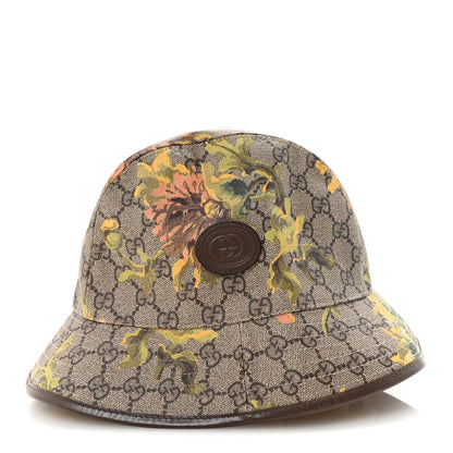 Gucci GG Supreme Monogram Azalea Calfskin Dusty Carnation Retro Interlocking G Bucket Hat S Beige Ebony Multicolor 4 of 8