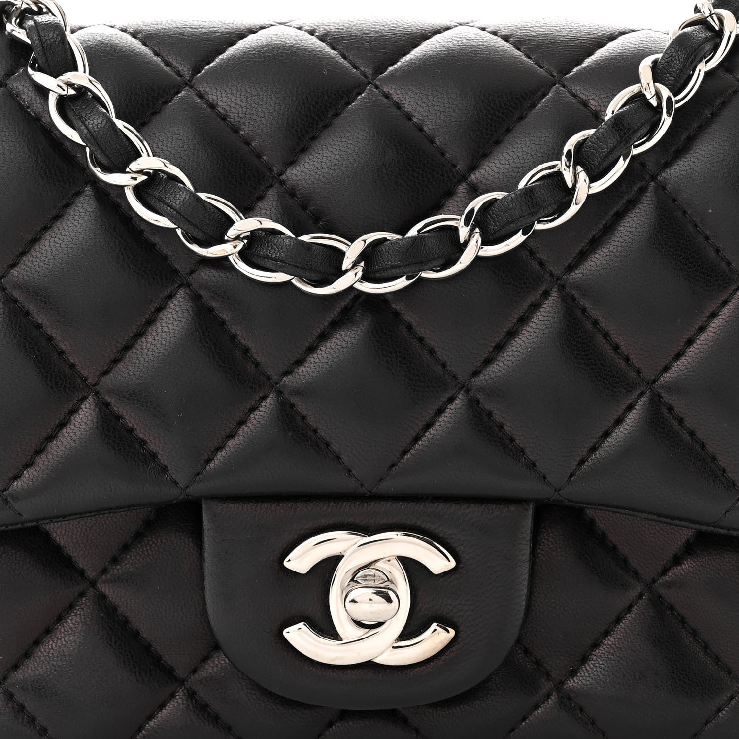 Chanel Lambskin Quilted Mini Square Flap Black 8 of 11