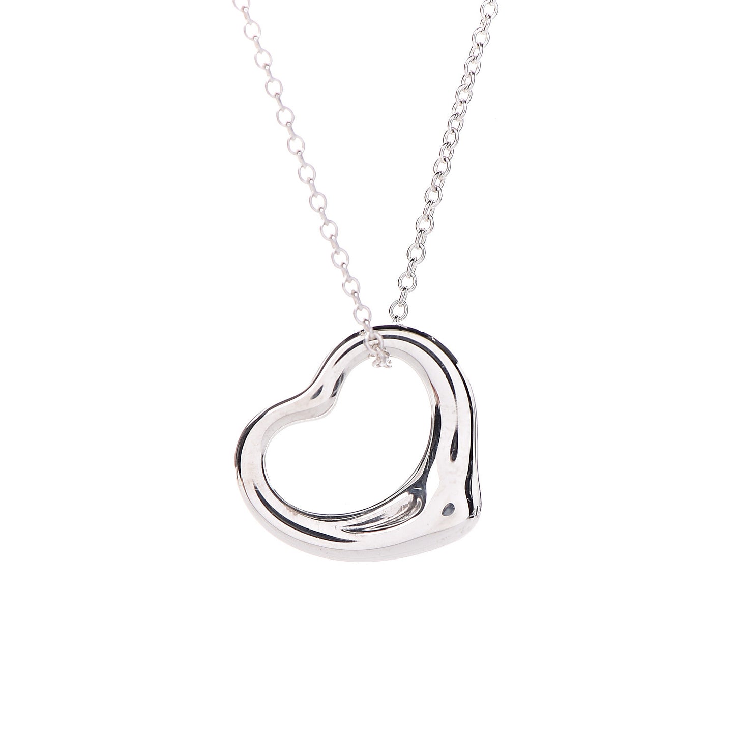 Sterling Silver 16mm Elsa Peretti Open Heart Pendant Necklace