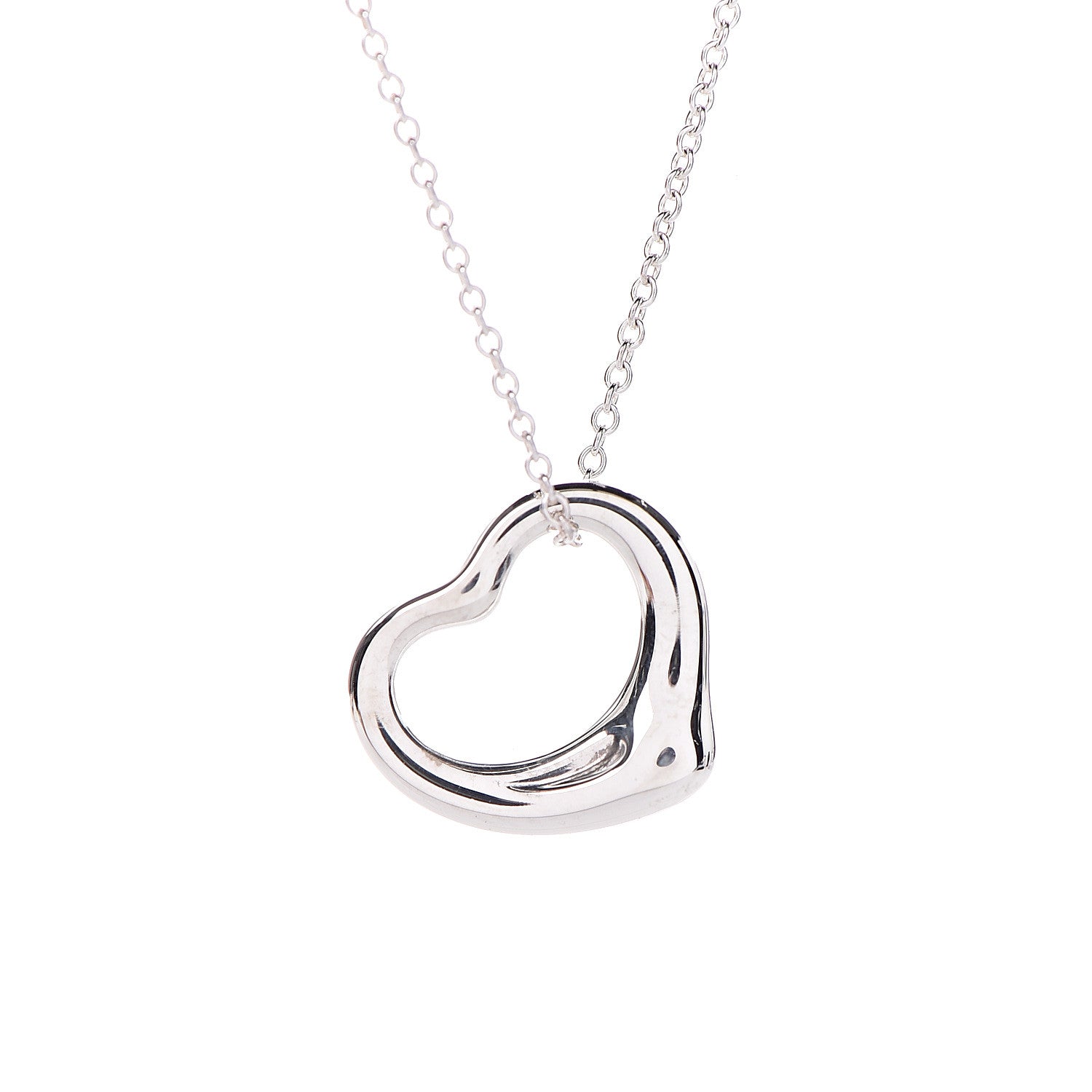 Tiffany Sterling Silver 16mm Elsa Peretti Open Heart Pendant Necklace 5 of 9