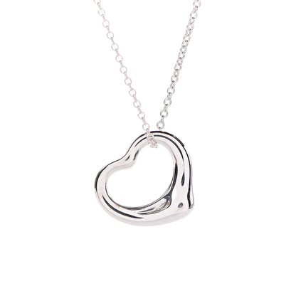 Tiffany Sterling Silver 16mm Elsa Peretti Open Heart Pendant Necklace 5 of 9