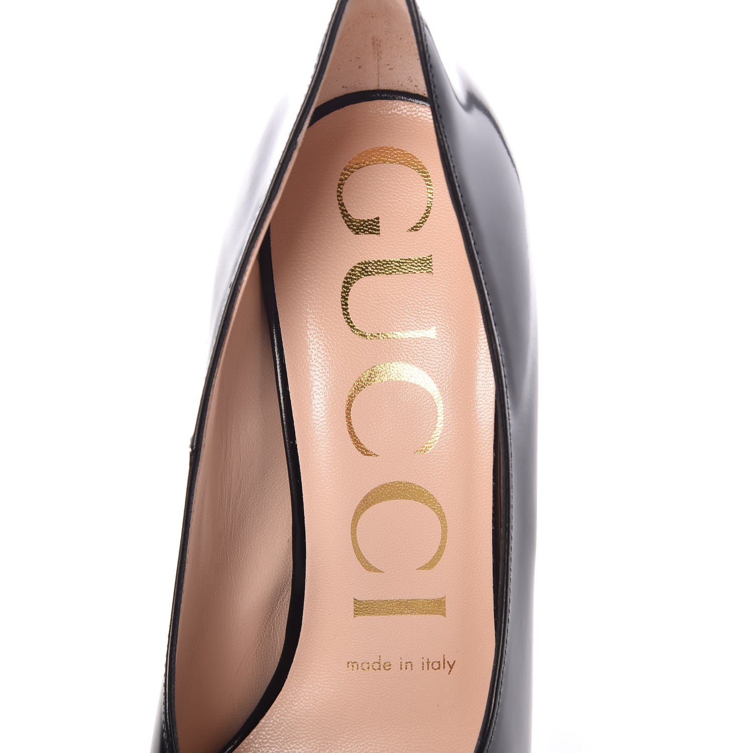 Gucci Polished Calfskin Removable Bow Elaisa Platform High Heel Pumps 36 Black 11 of 15