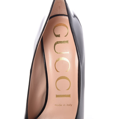 Gucci Polished Calfskin Removable Bow Elaisa Platform High Heel Pumps 36 Black 11 of 15