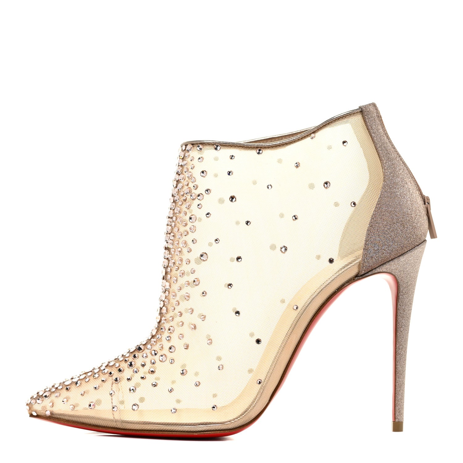 Christian Louboutin Rete Mini Glitter Constella 100 Booties 37.5 Version Courtisane 1 of 9