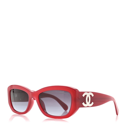 Chanel Acetate Rectangle Sunglasses 5493-A Red 1 of 7