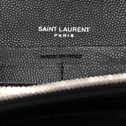 Saint Laurent Grain De Poudre Matelasse Chevron Monogram Flap Wallet Black 7 of 7