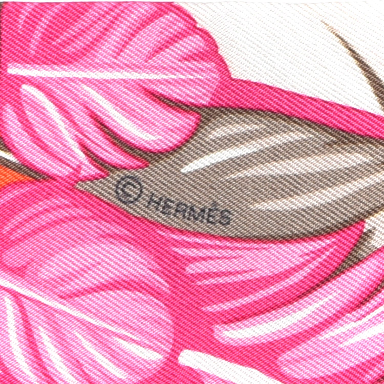 Hermes Silk La Danse Pacifique Twilly Orange Fuchsia Kaki 3 of 4