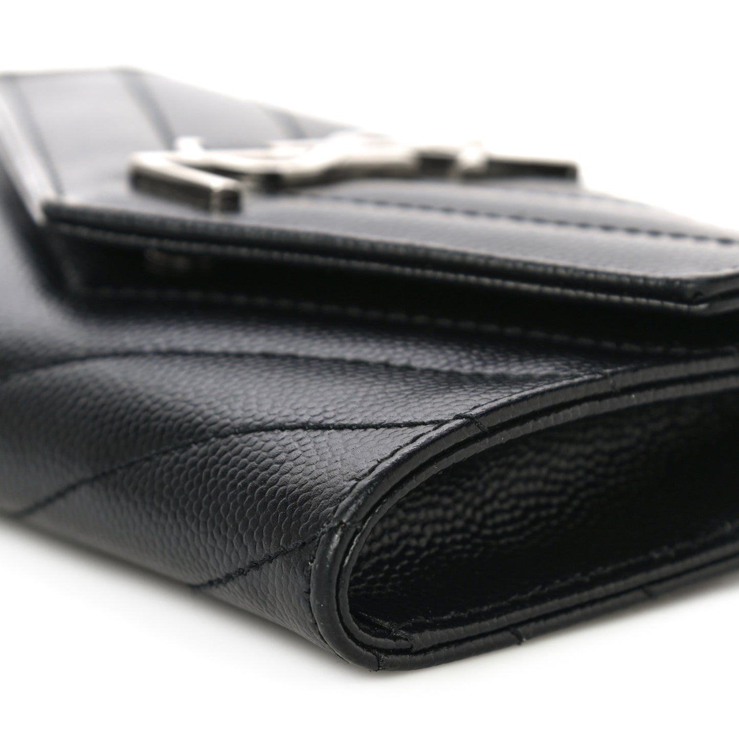 Grain De Poudre Matelasse Chevron Small Monogram Envelope Wallet Black