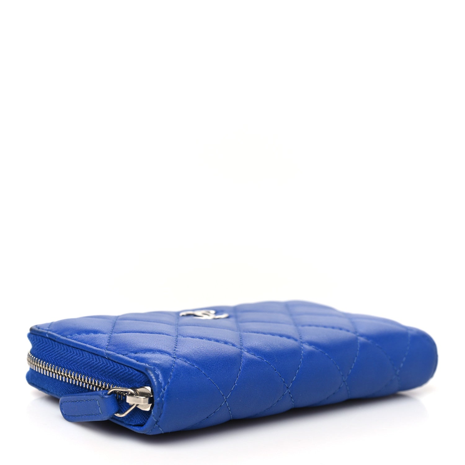 Chanel Lambskin Quilted Medium Zip Around Wallet Blue 1691837