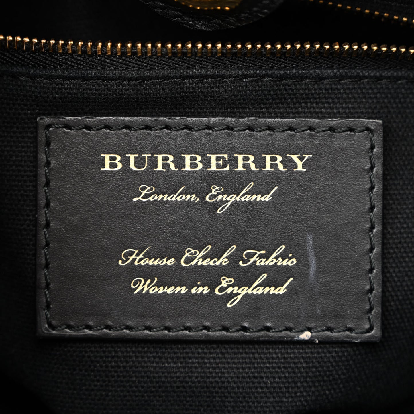 Grainy Calfskin House Check Baby Brogue Banner Tote Black