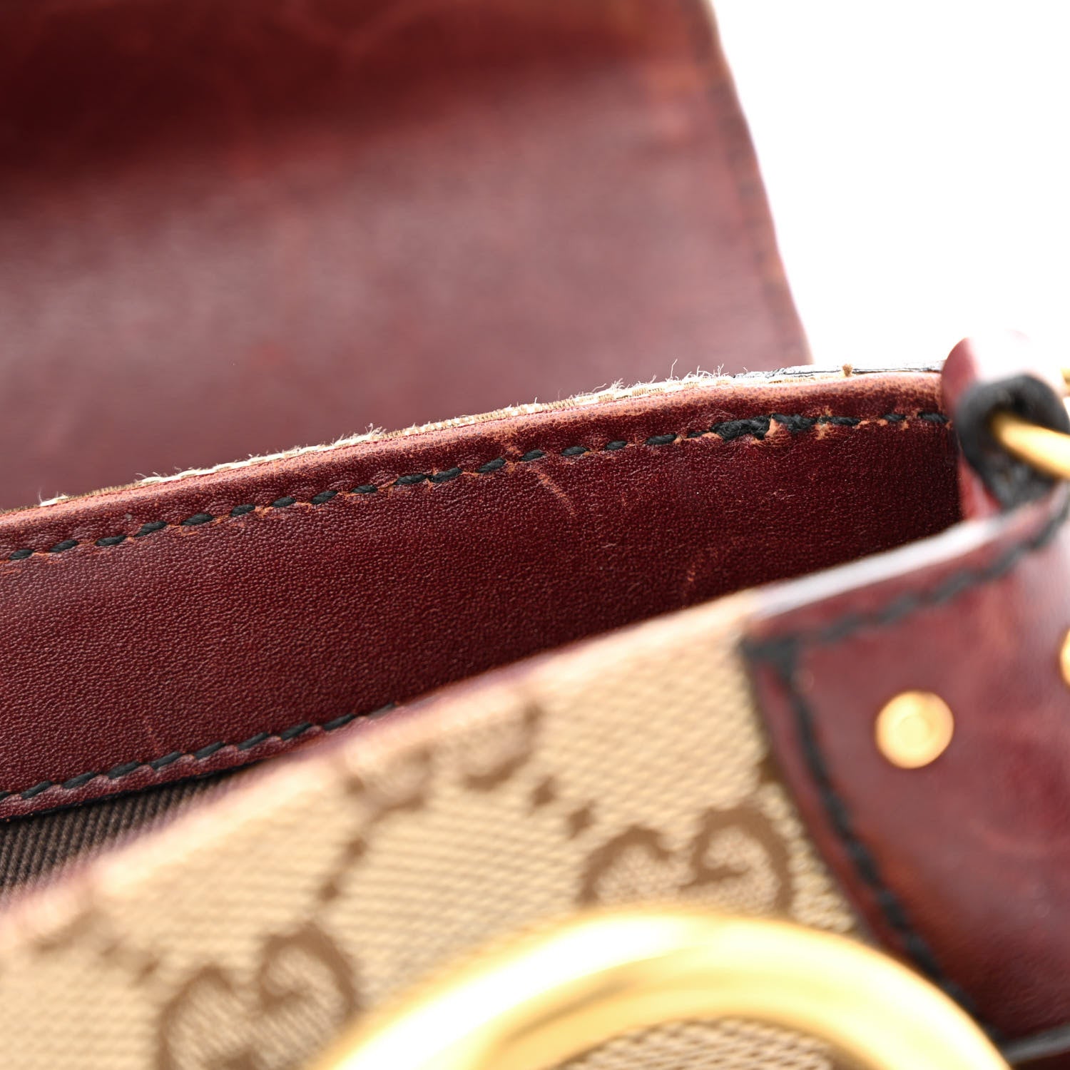 Gucci Monogram Studded Horsebit Clutch Bordeaux 12 of 17