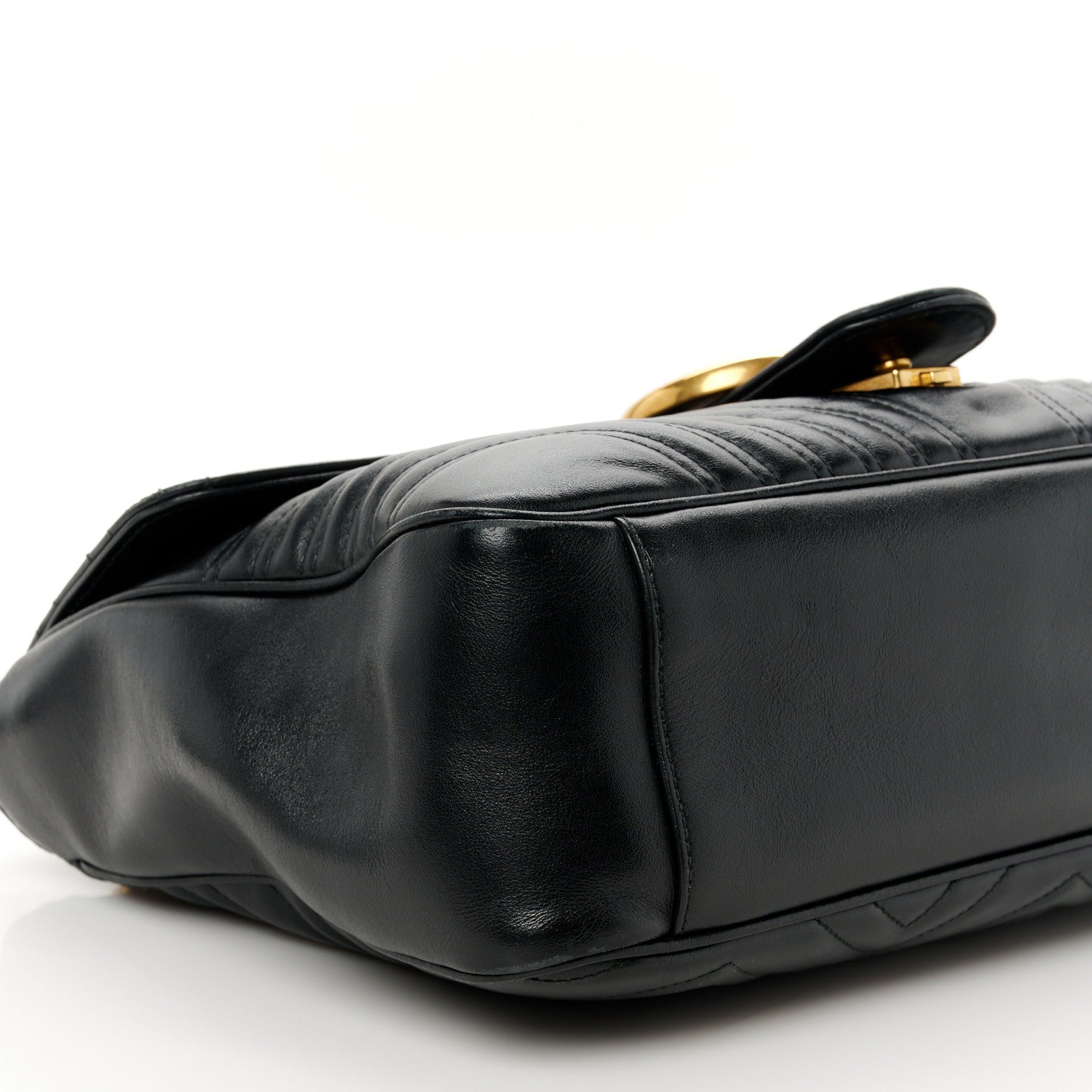 Gucci Calfskin Matelasse Large GG Marmont Shoulder Bag Black 10 of 11