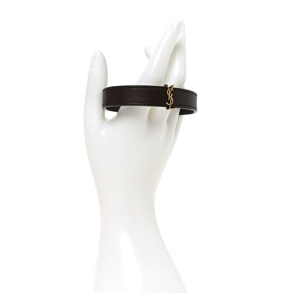 Saint Laurent Vegetable Tanned Calfskin Monogram Bracelet L Dark Brown Chocolate 2 of 4