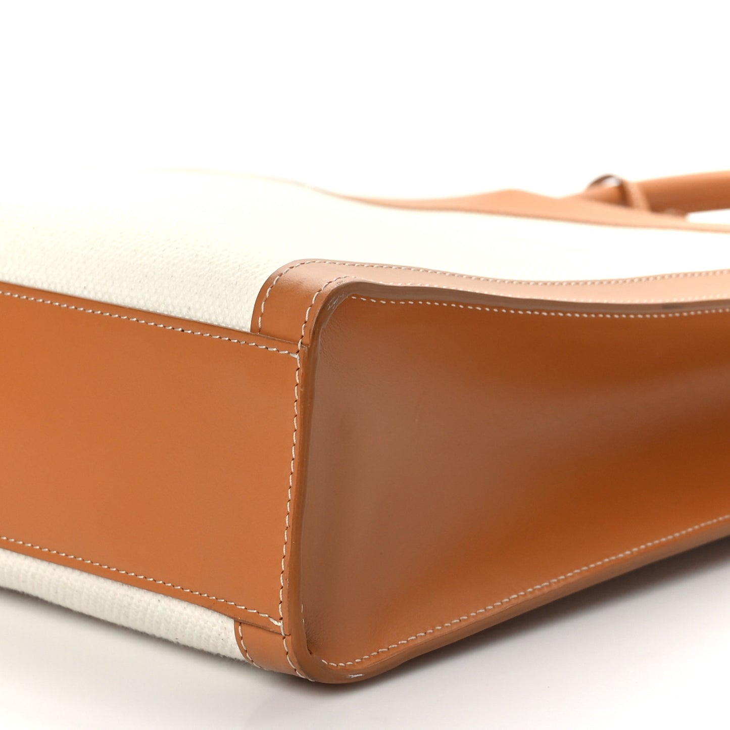 Canvas Calfskin Vertical Cabas Natural Tan