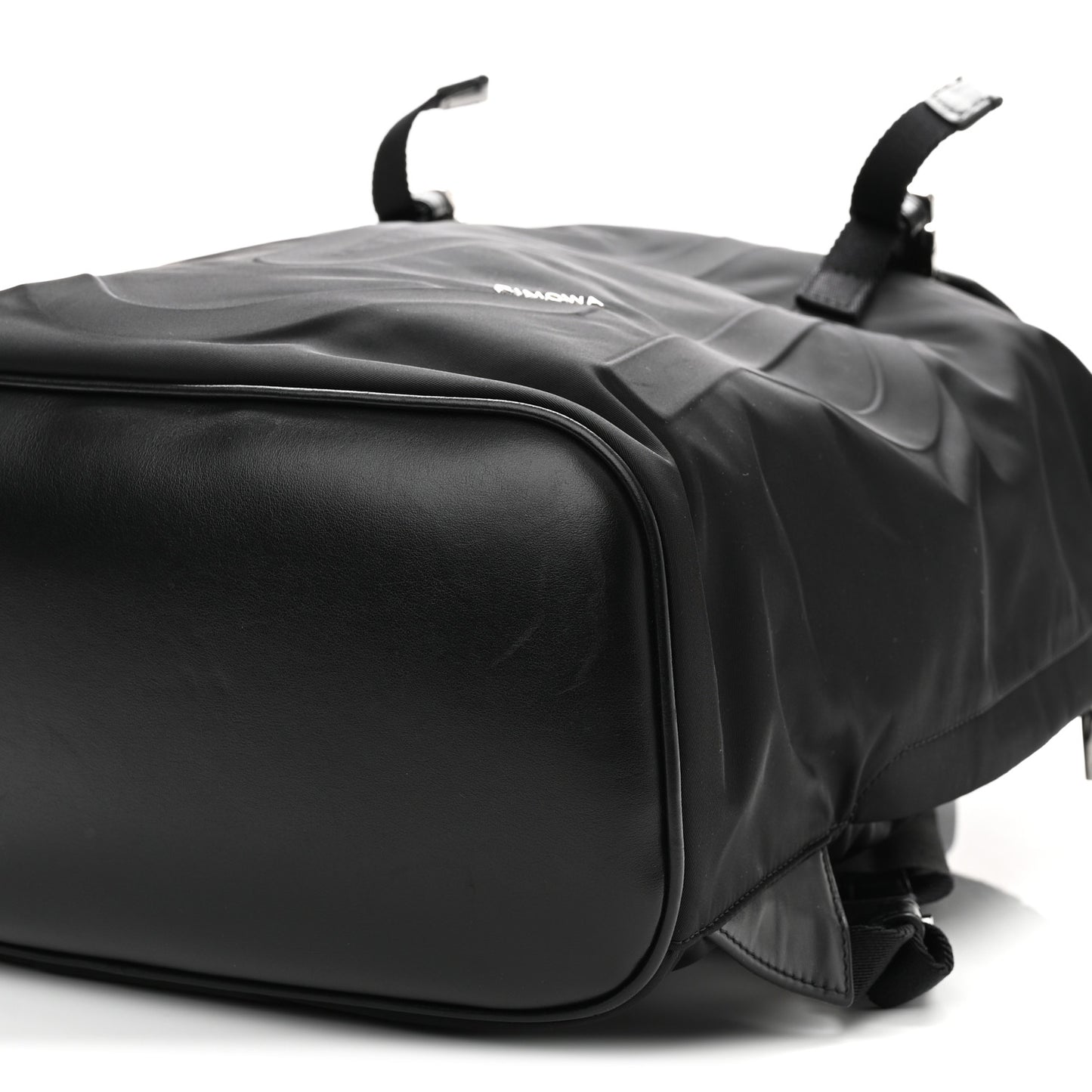 Nylon Calfskin Signature Backpack Black