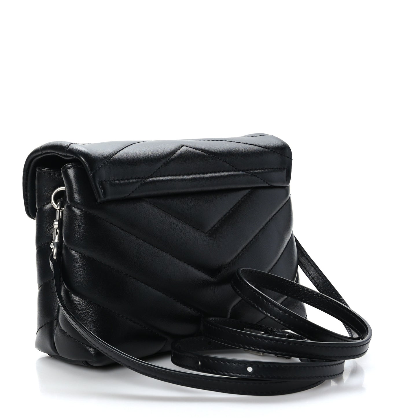 Calfskin Y Quilted Monogram Toy Loulou Crossbody Bag Black