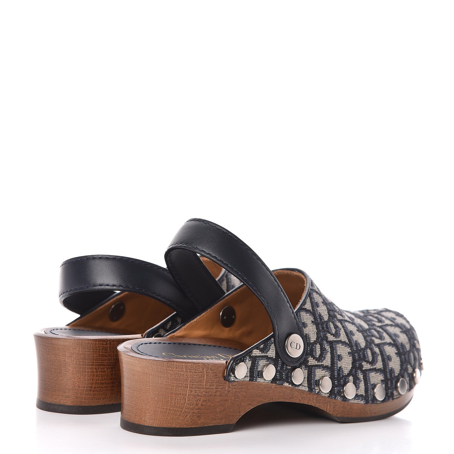 Christian Dior Canvas Oblique Diorquake 20mm Slingback Clogs 35.5 Deep Blue 4 of 10