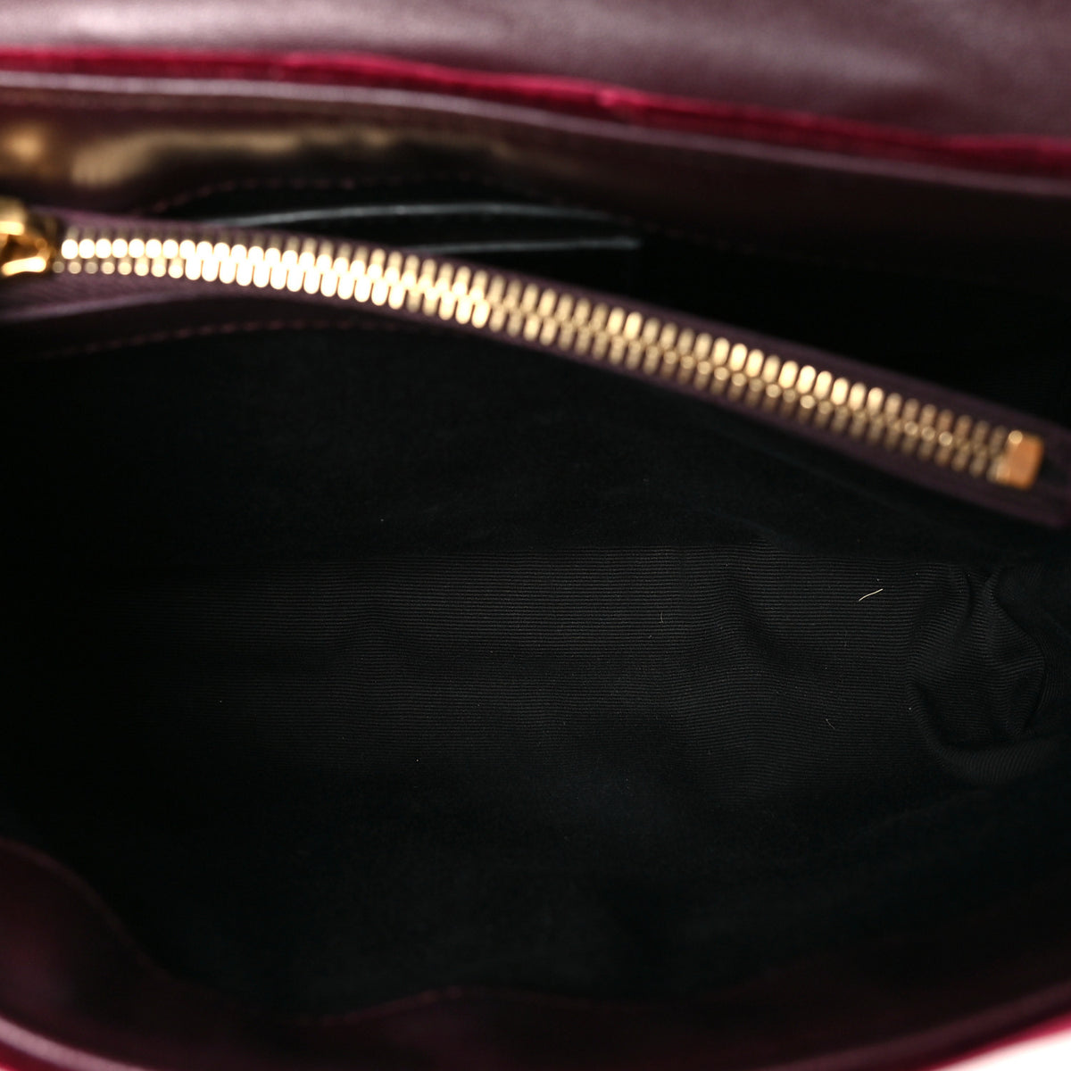Velvet Y Quilted Monogram Small Loulou Chain Satchel Burgundy