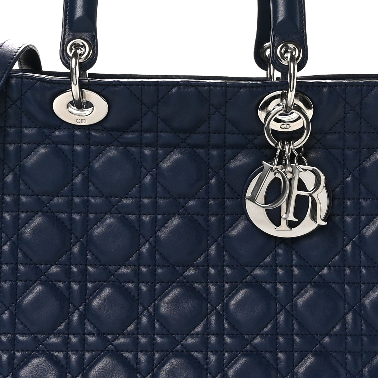 Lambskin Cannage Large Lady Dior Navy Blue