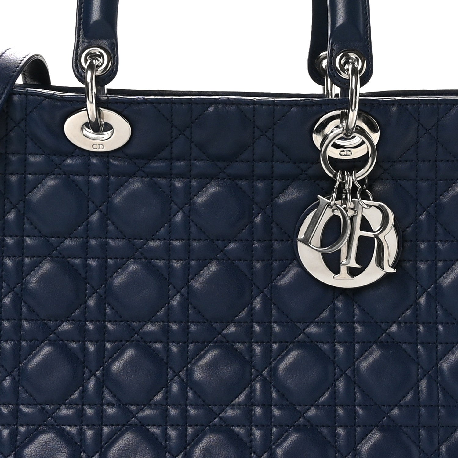 Christian Dior Lambskin Cannage Large Lady Dior Navy Blue 8 of 10