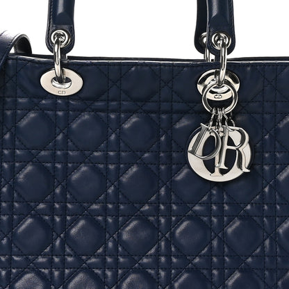 Christian Dior Lambskin Cannage Large Lady Dior Navy Blue 8 of 10