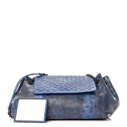 Bottega Veneta Vesuvio Karung Nappa Intrecciato Cravatteria Small Flap Shoulder Bag Bleuette 3 of 12