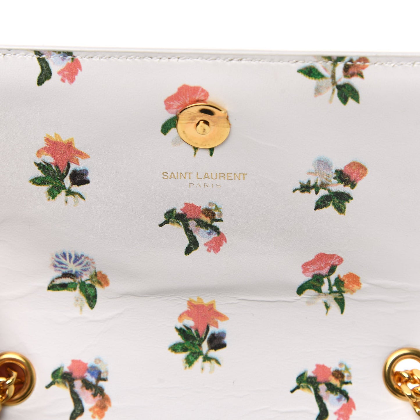 Calfskin Prairie Flower Printed Medium Classic Monogram Kate Satchel White