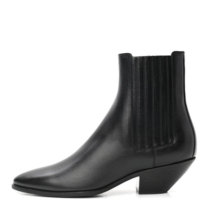 Saint Laurent Calfskin Brit Souple Ankle Boots 39 Black 1 of 8