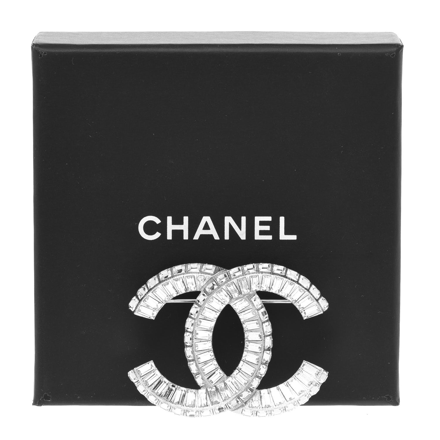 Chanel Baguette Crystal CC Brooch Silver 5 of 5