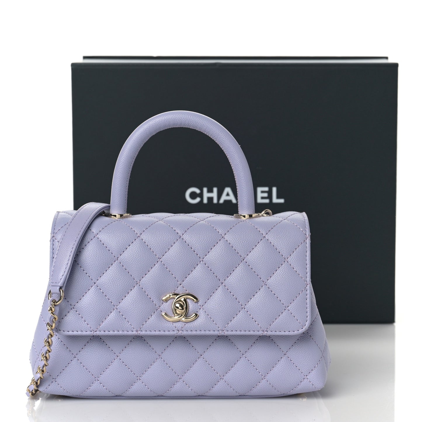 Caviar Quilted Mini Coco Handle Flap Light Purple