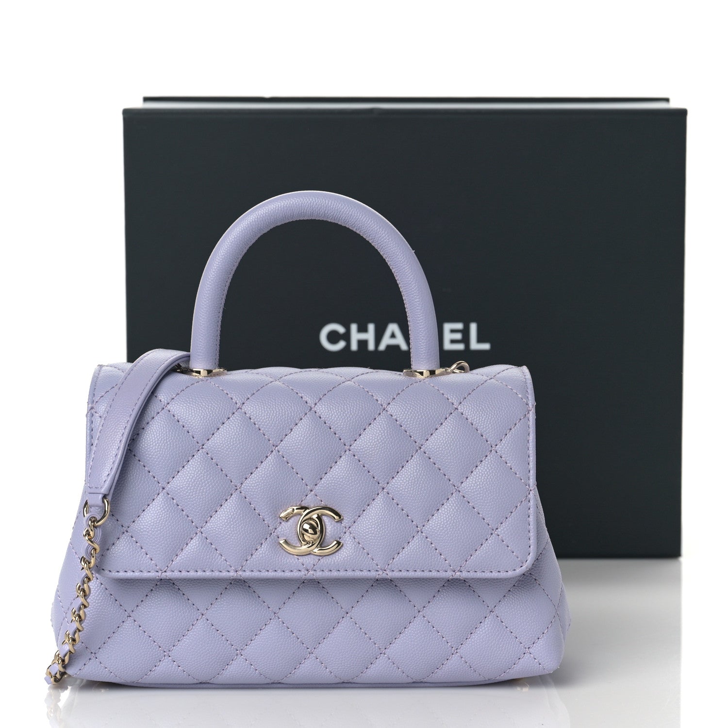 Chanel Caviar Quilted Mini Coco Handle Flap Light Purple 11 of 11