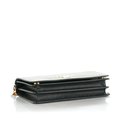 Prada Saffiano Lux Chain Wallet Nero Black 4 of 6