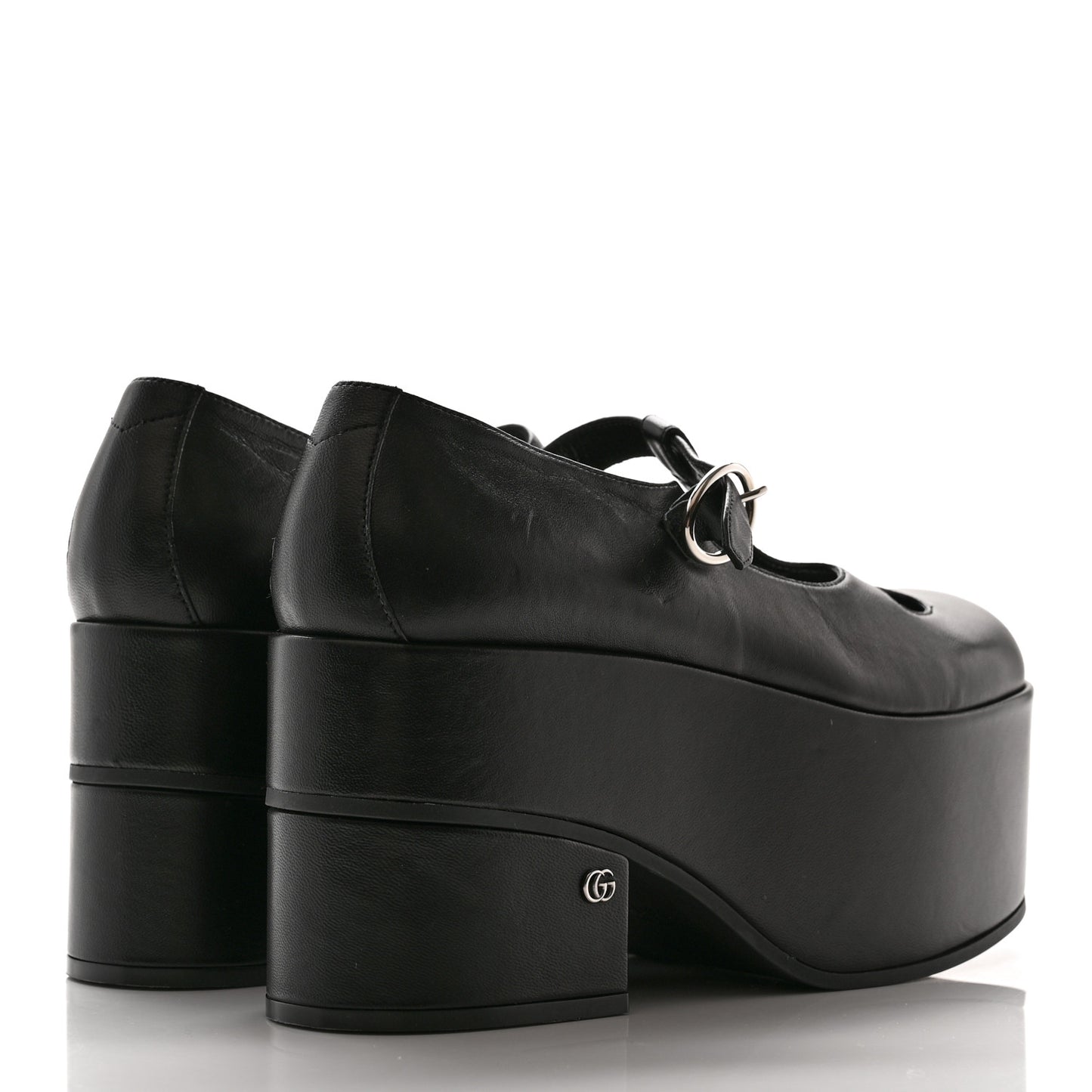 Nappa Cut Out Mary Jane Platform Loafers 37.5 Black