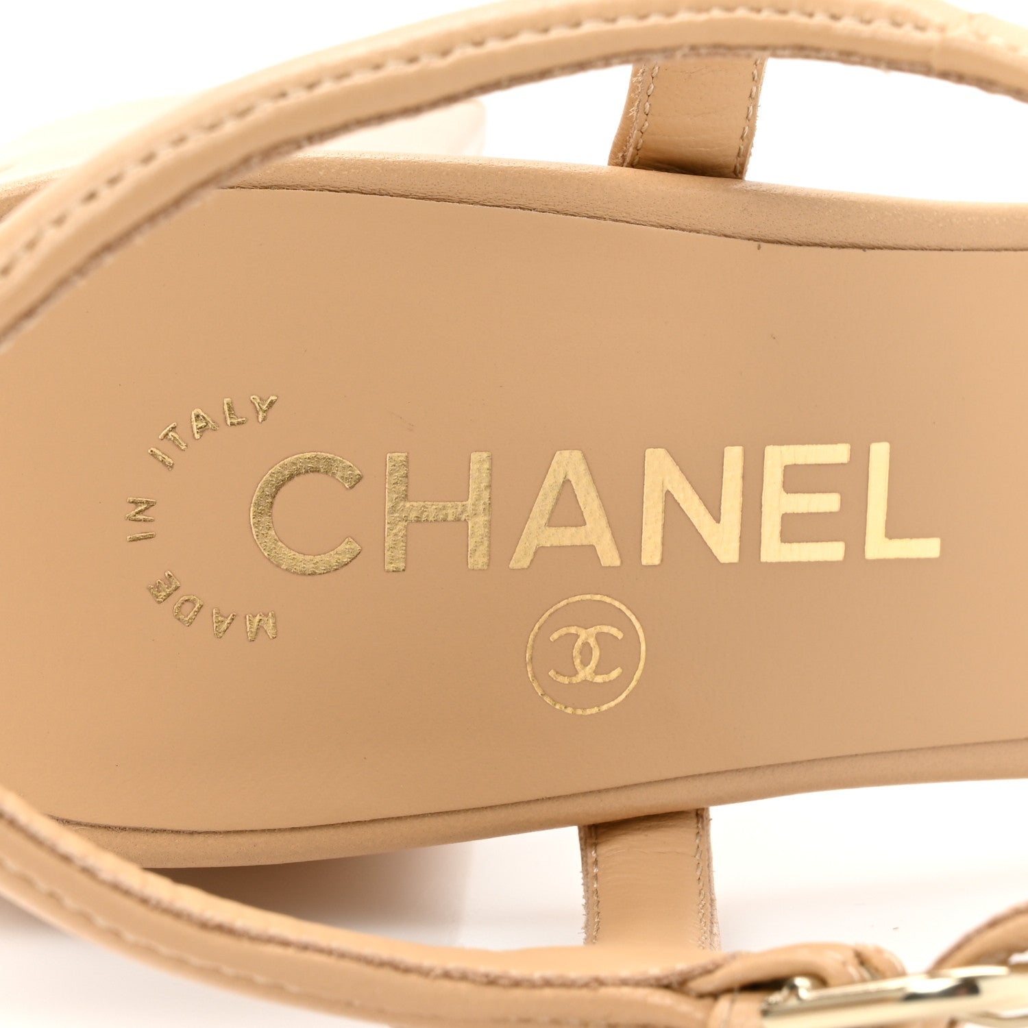 Chanel Lambskin Logo Platform Sandals 40 Beige 8 of 11
