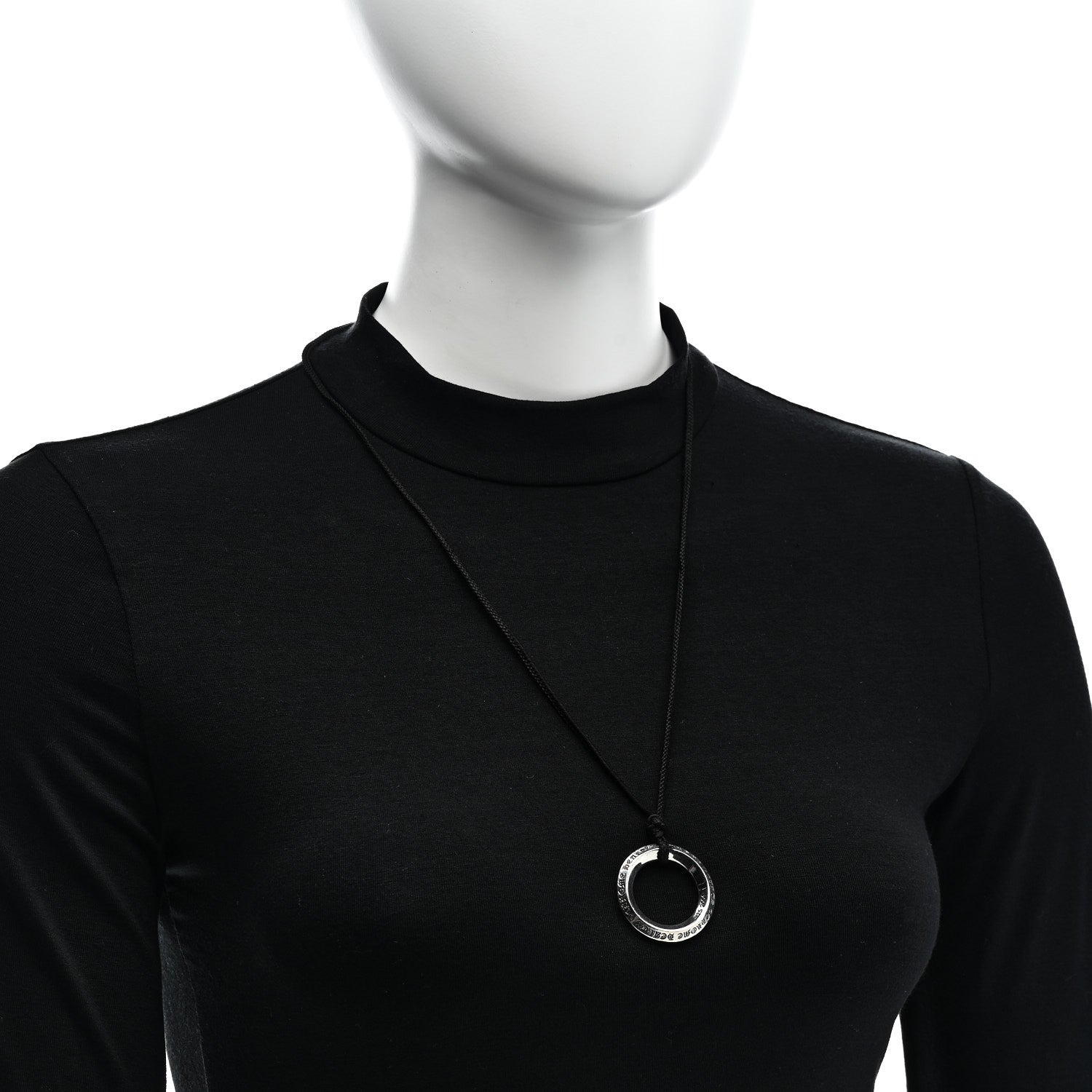 Chrome Hearts Sterling Silver Hoop Pendant Cord Necklace 2 of 4