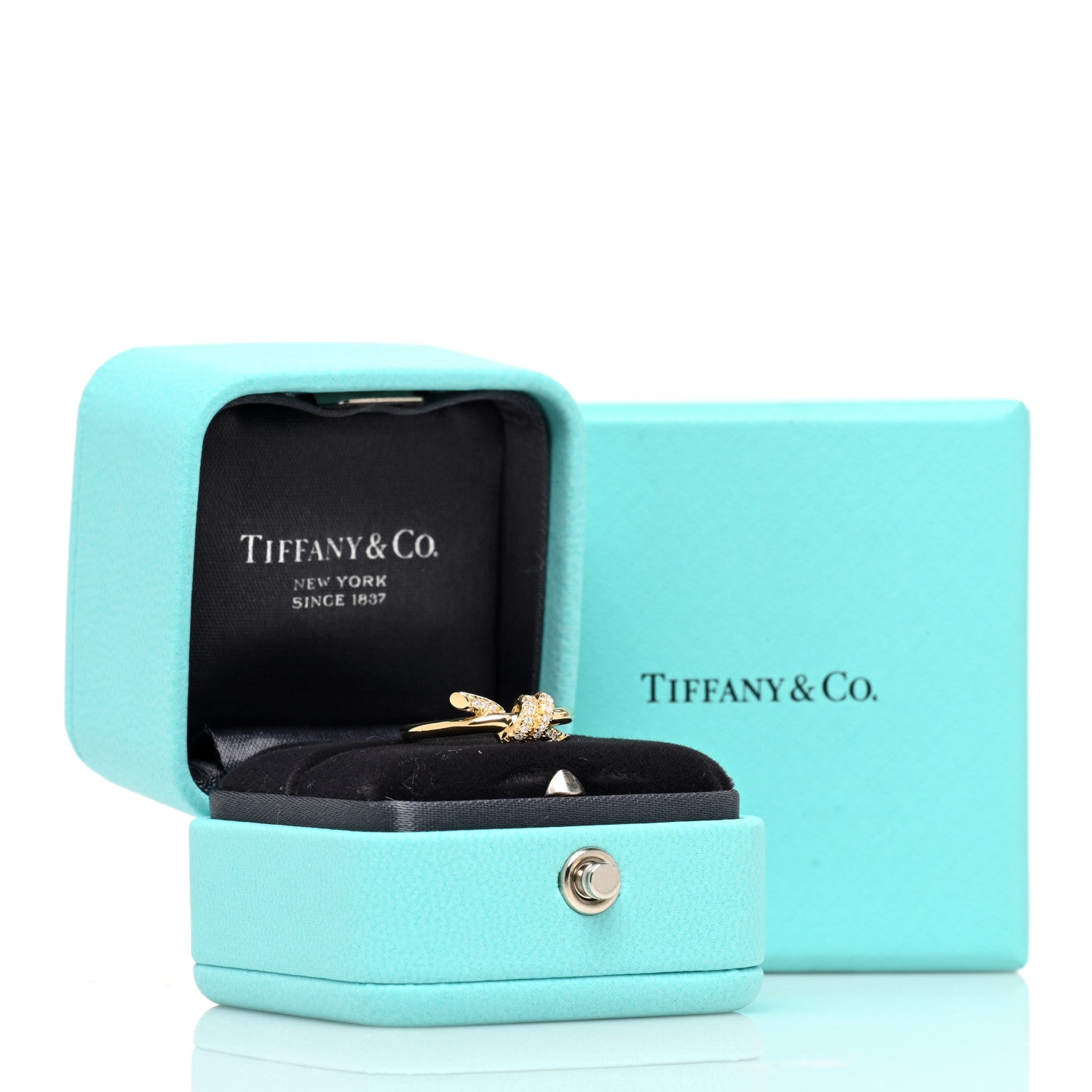 Tiffany 18K Yellow Gold Diamond Small Knot Ring 46 3.75 5 of 5
