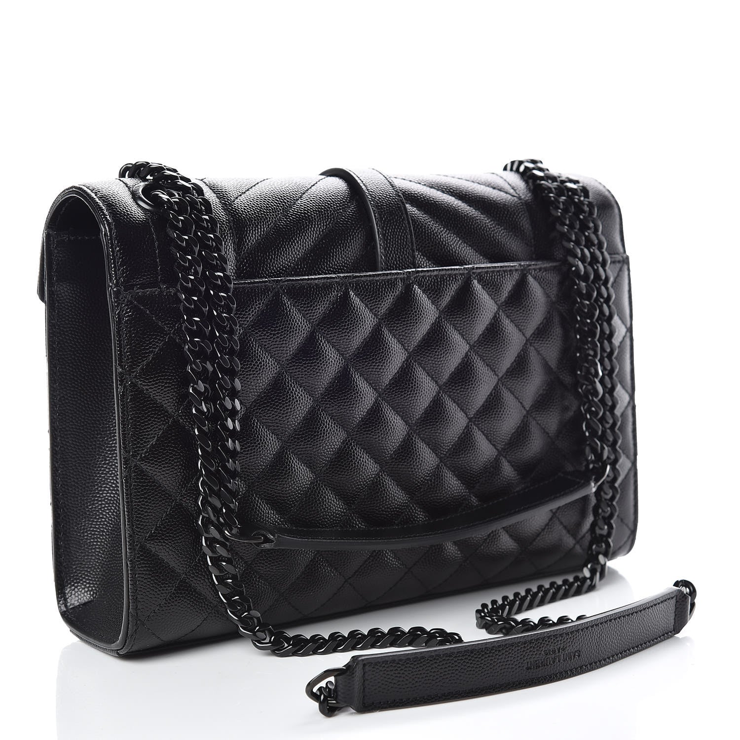Saint Laurent Grain De Poudre Textured Mixed Matelasse Triquilt Medium Monogram Satchel Black 3 of 10