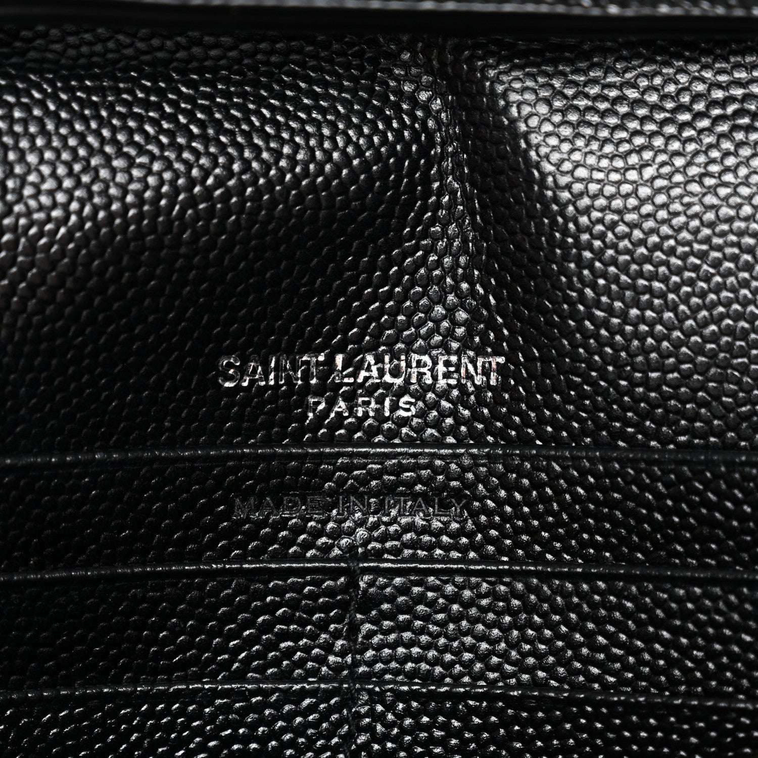 Saint Laurent Grain De Poudre Matelasse Chevron Monogram Chain Wallet Black 6 of 11