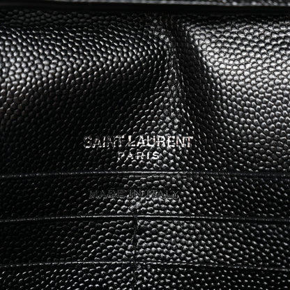 Saint Laurent Grain De Poudre Matelasse Chevron Monogram Chain Wallet Black 6 of 11